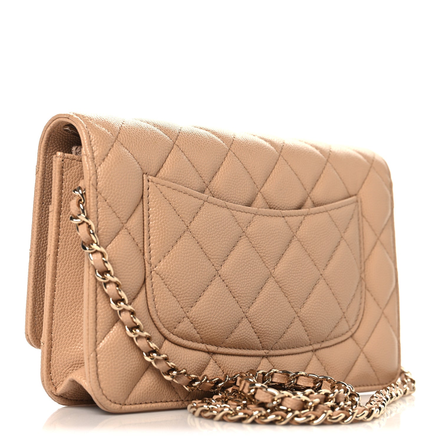 Chanel Caviar Quilted Wallet on Chain WOC Beige 3 of 11