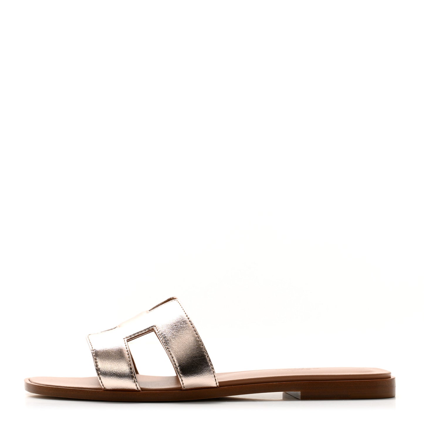 Metallic Calfskin Oran Sandals 37 Rose Dore
