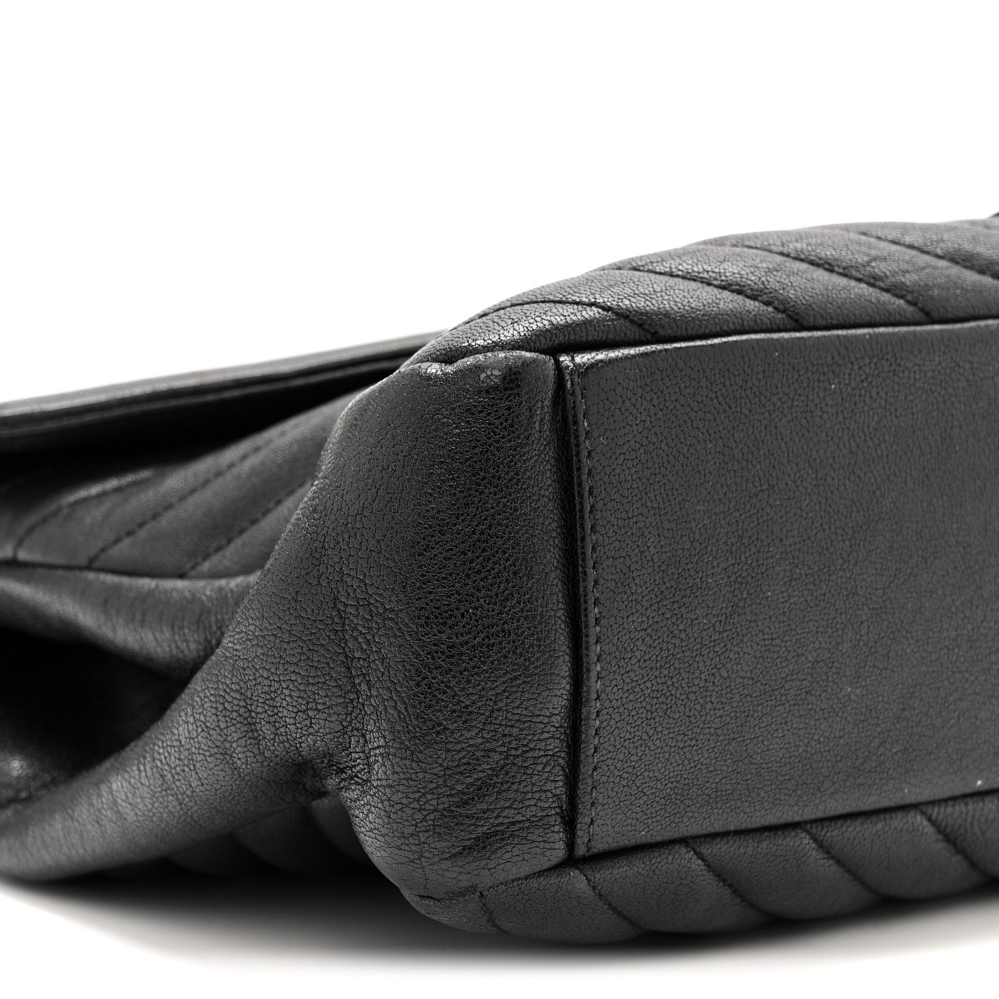 Sheepskin Matelasse Chevron Monogram Monochrome Large College Satchel Black