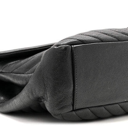 Saint Laurent Sheepskin Matelasse Chevron Monogram Monochrome Large College Satchel Black 9 of 14