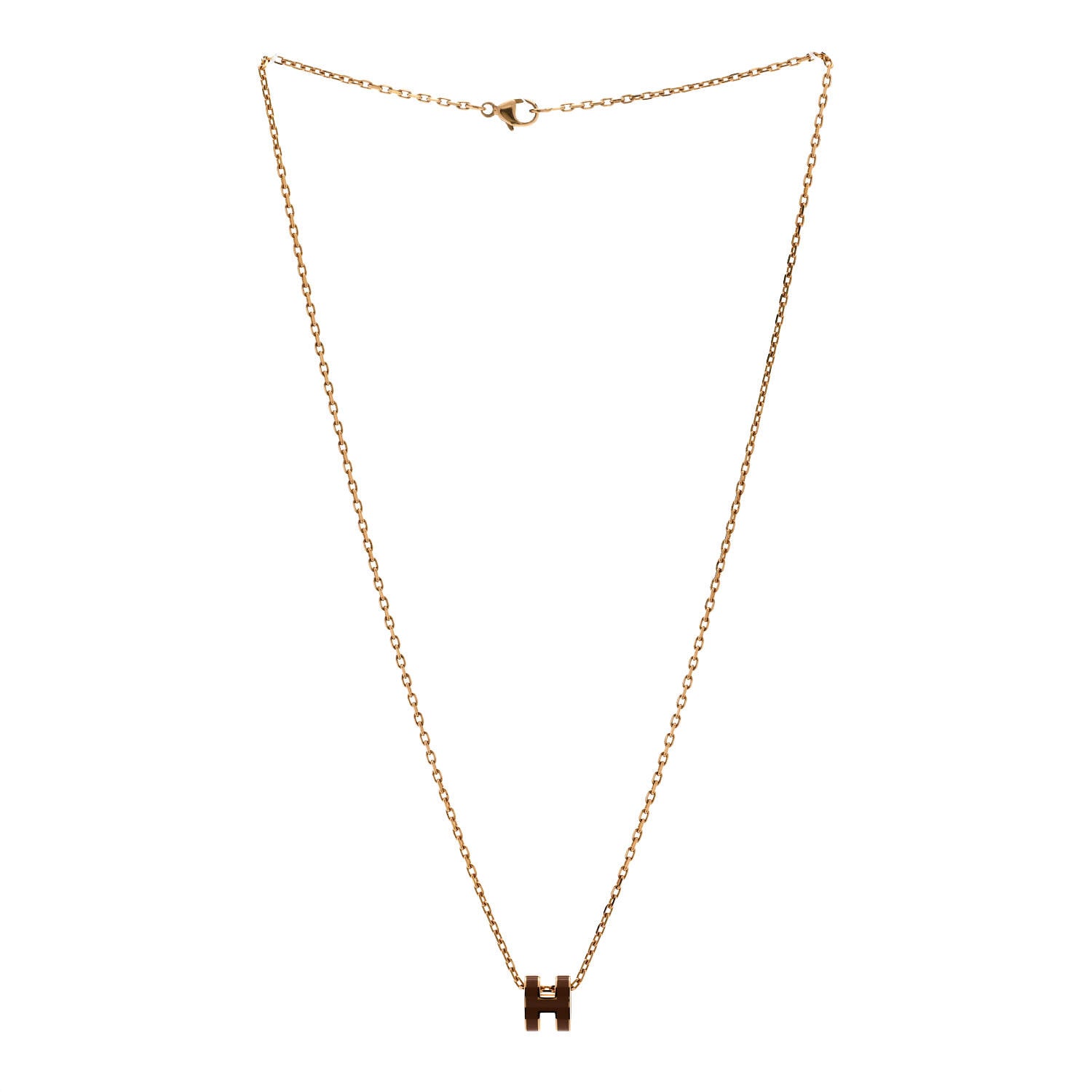 Hermes Lacquered Gold Mini Pop H Pendant Necklace New Gold 3 of 8