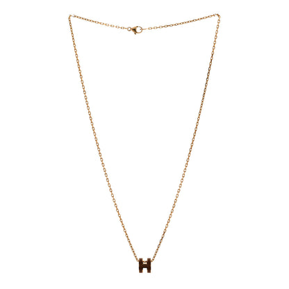 Hermes Lacquered Gold Mini Pop H Pendant Necklace New Gold 3 of 8