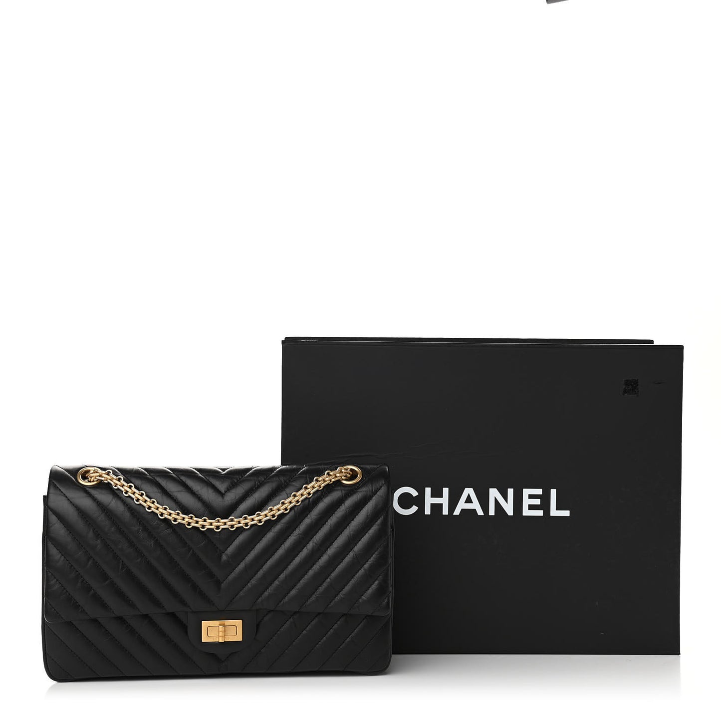 Aged Calfskin Chevron Quilted 2.55 Reissue 226 Flap Black