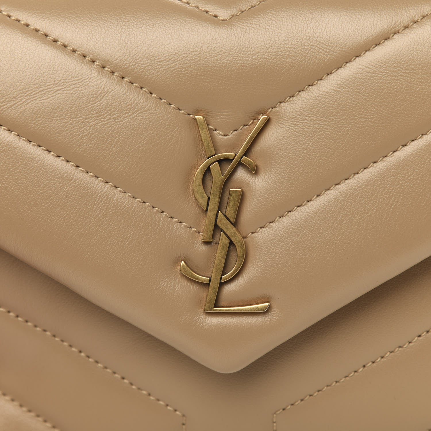 Saint Laurent Calfskin Y Quilted Monogram Toy Loulou Crossbody Bag Dark Beige 10 of 11