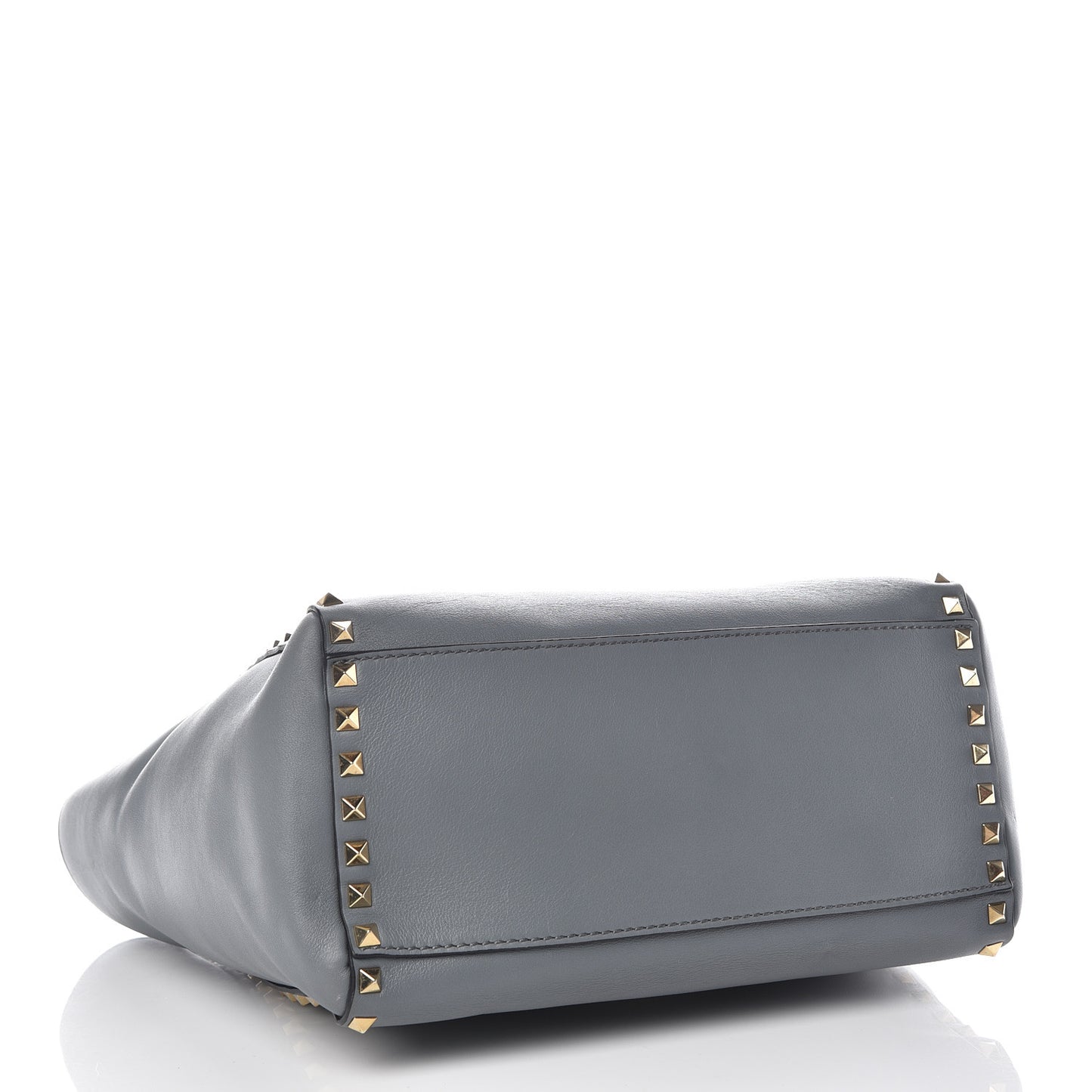 Vitello Rockstud Double Handle Tote Grey