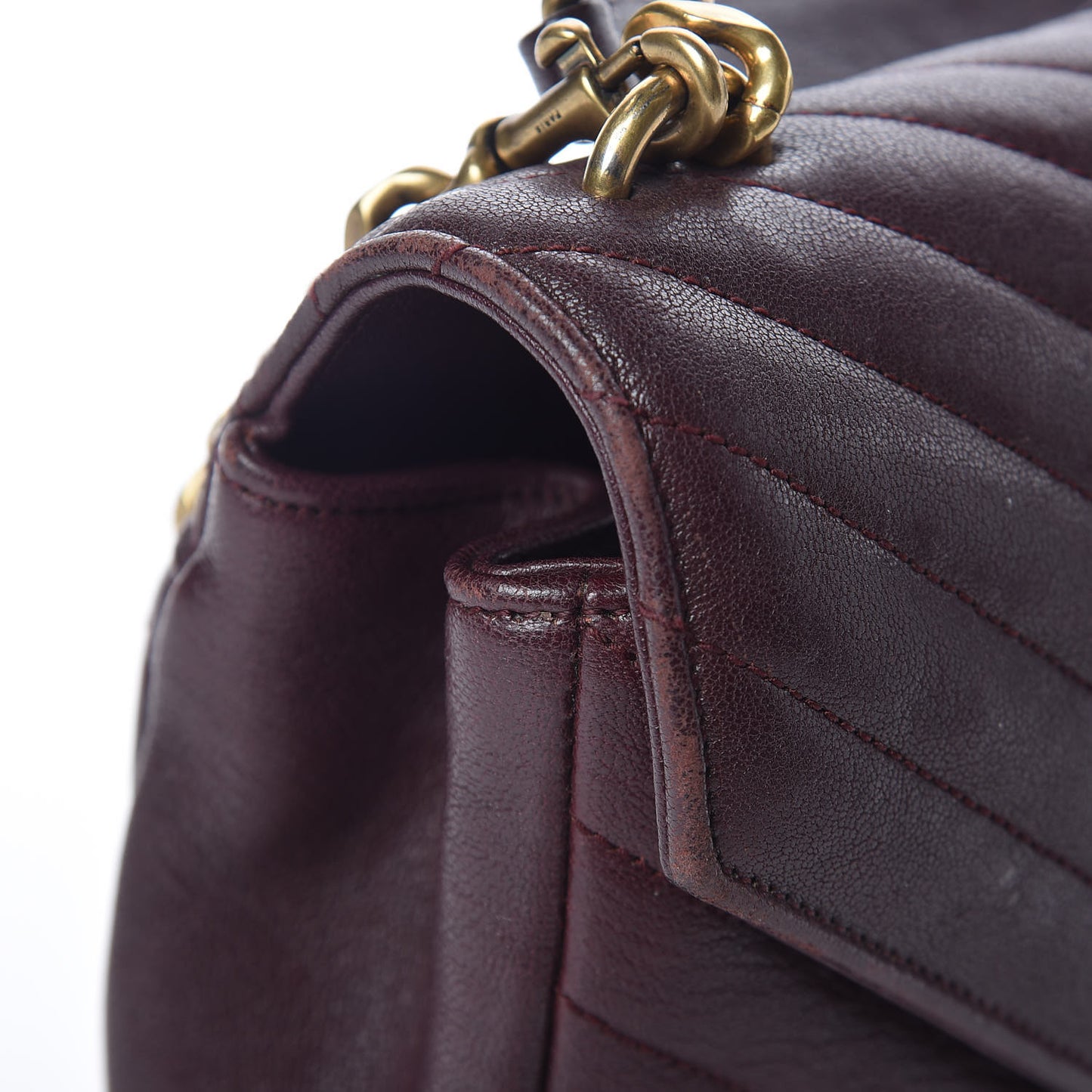 Sheepskin Matelasse Chevron Monogram Medium College Bag Amaranto
