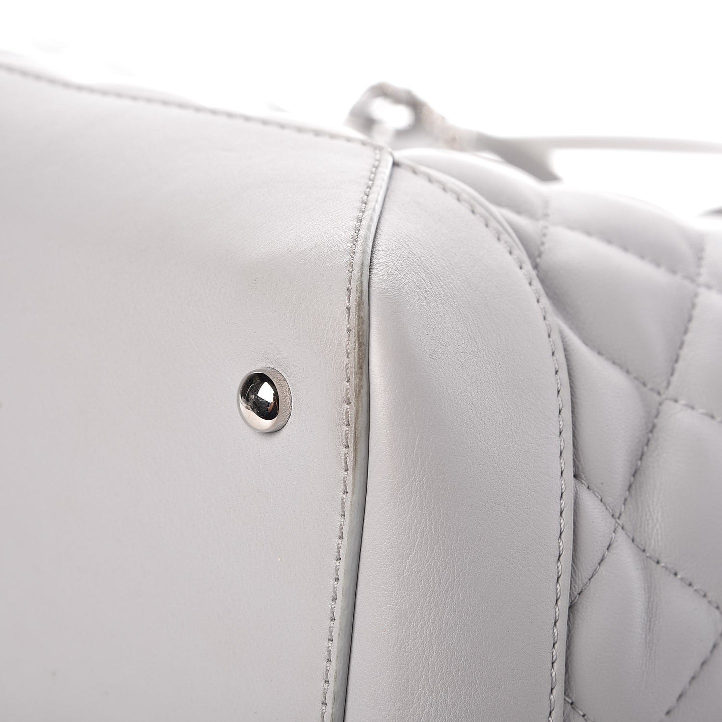 Calfskin Quilted Large Easy Shopping Tote Grey
