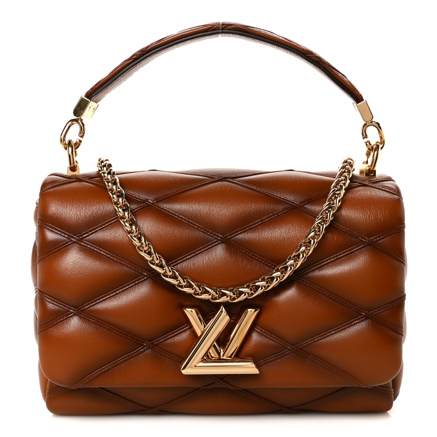 Louis Vuitton Lambskin Malletage Top Handle GO-14 MM Toast Tan 1 of 12