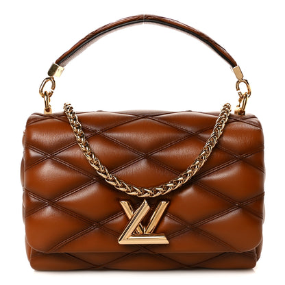 Louis Vuitton Lambskin Malletage Top Handle GO-14 MM Toast Tan 1 of 12