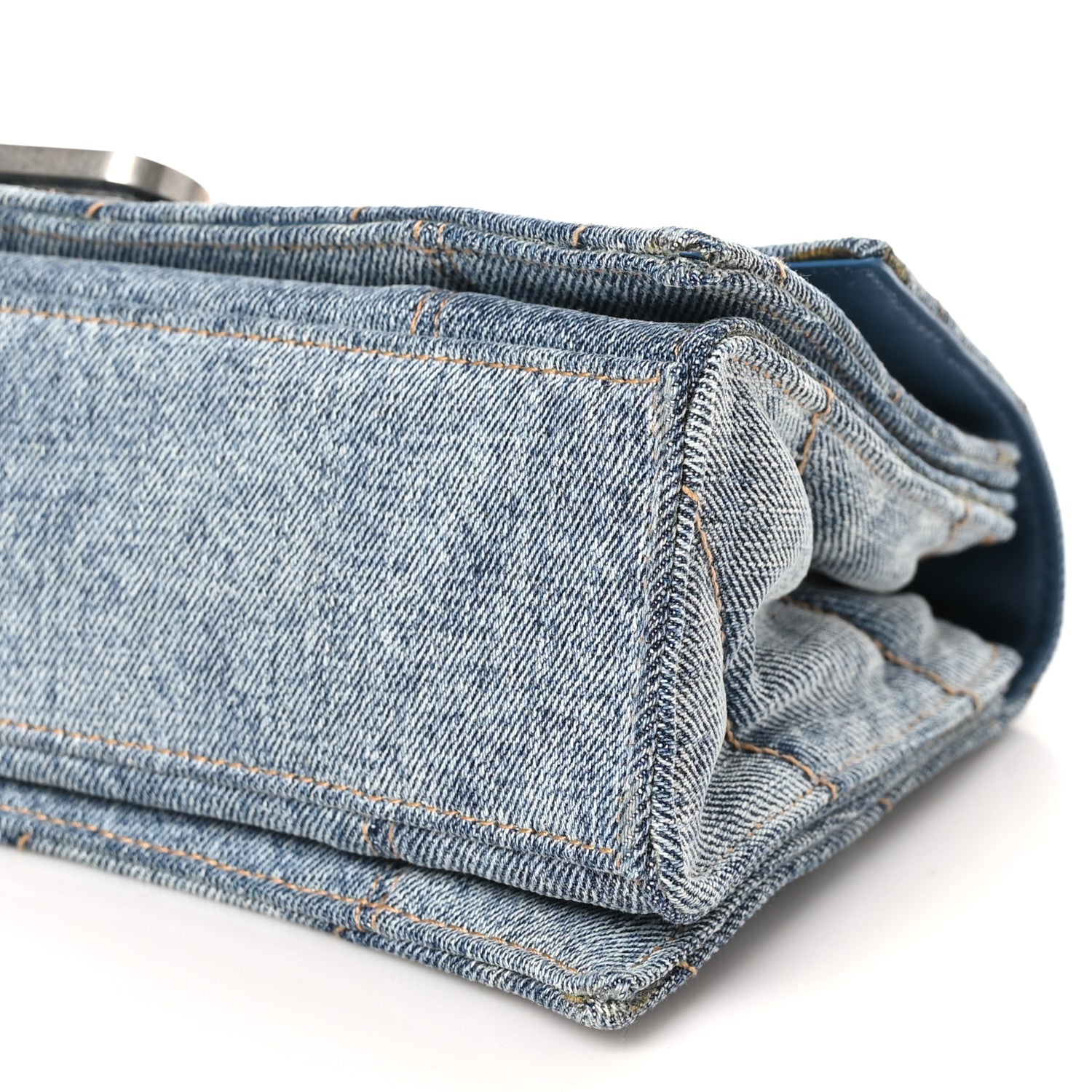 Balenciaga Washed Denim Quilted Small Crush Chain Bag Denim Blue 10 of 10