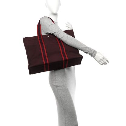 Hermes Canvas Herline GM Tote Maroon 2 of 11