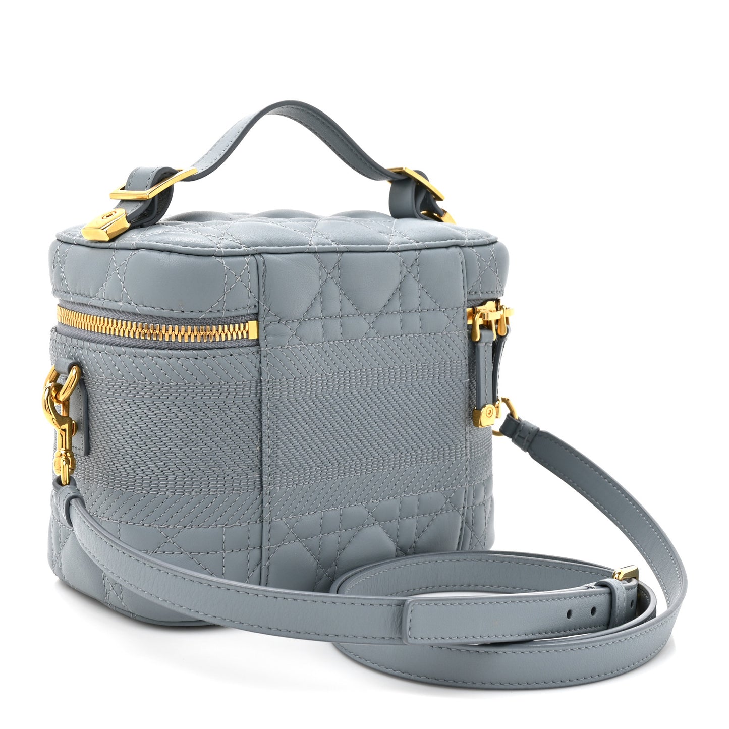 Lambskin Cannage Small Diortravel Vanity Case Cloud Blue