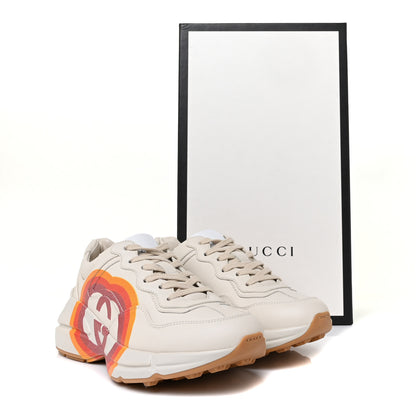 Gucci Calfskin Interlocking G Heart Rhyton Sneakers 35 Mystic White 7 of 7