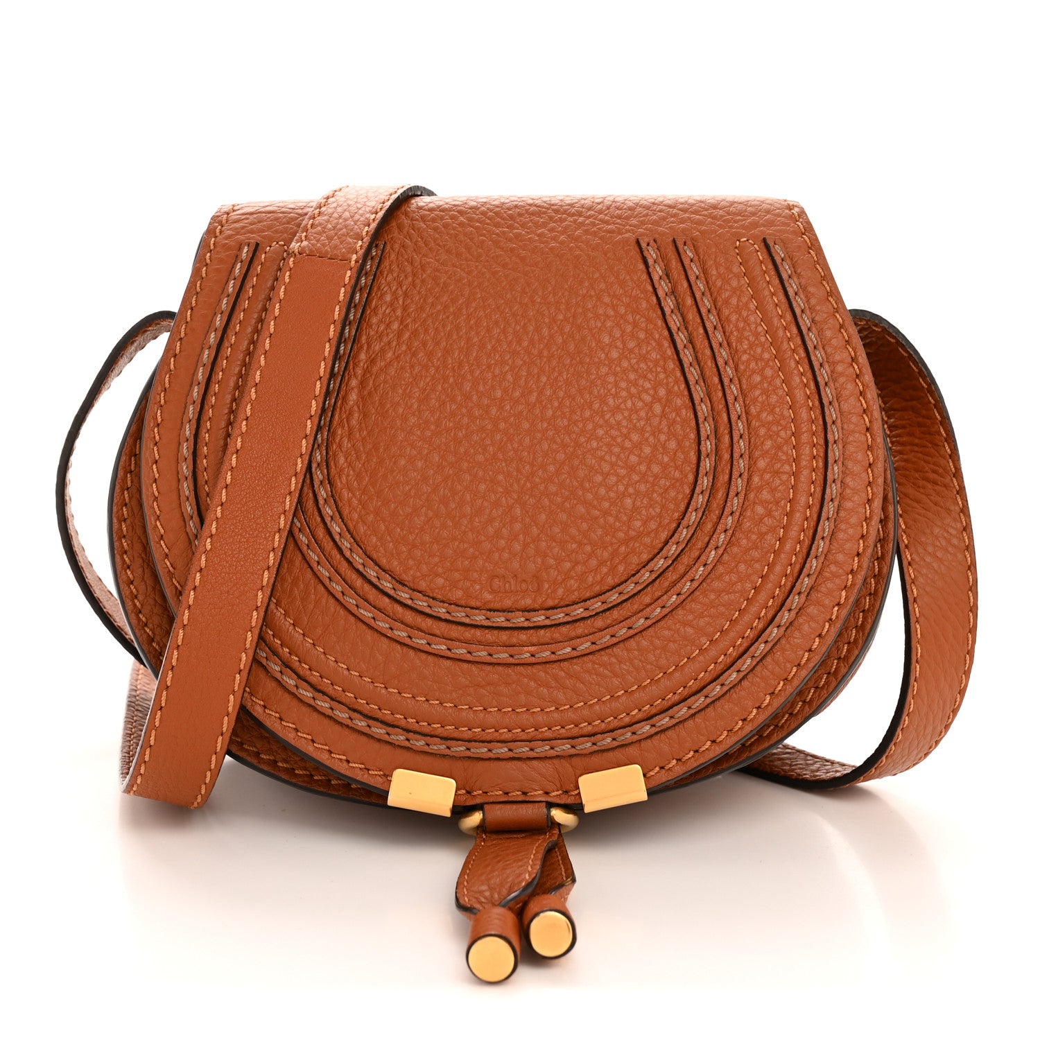 Chloe Calfskin Mini Marcie Round Crossbody Bag Tan 1 of 11