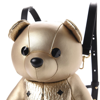 MCM Calfskin Visetos Bear Zoo Doll Backpack Gold 8 of 8
