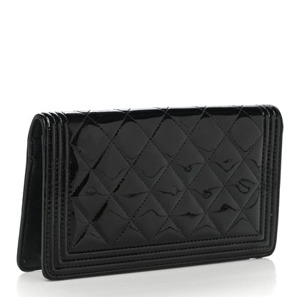 Chanel Patent Calfskin Quilted Boy Yen Wallet Black 3 of 15