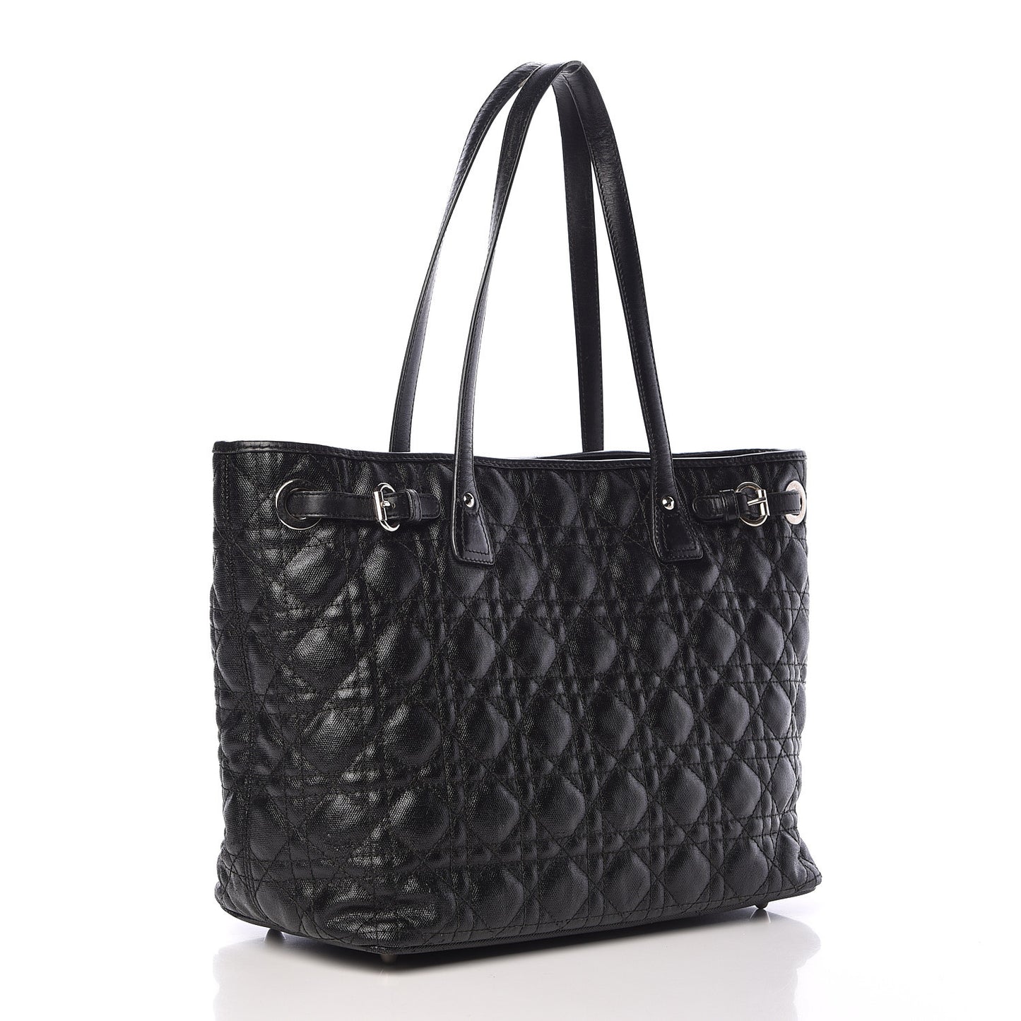 Coated Canvas Cannage Medium Panarea Tote Black