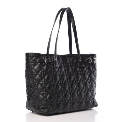 Christian Dior Coated Canvas Cannage Medium Panarea Tote Black 3 of 12