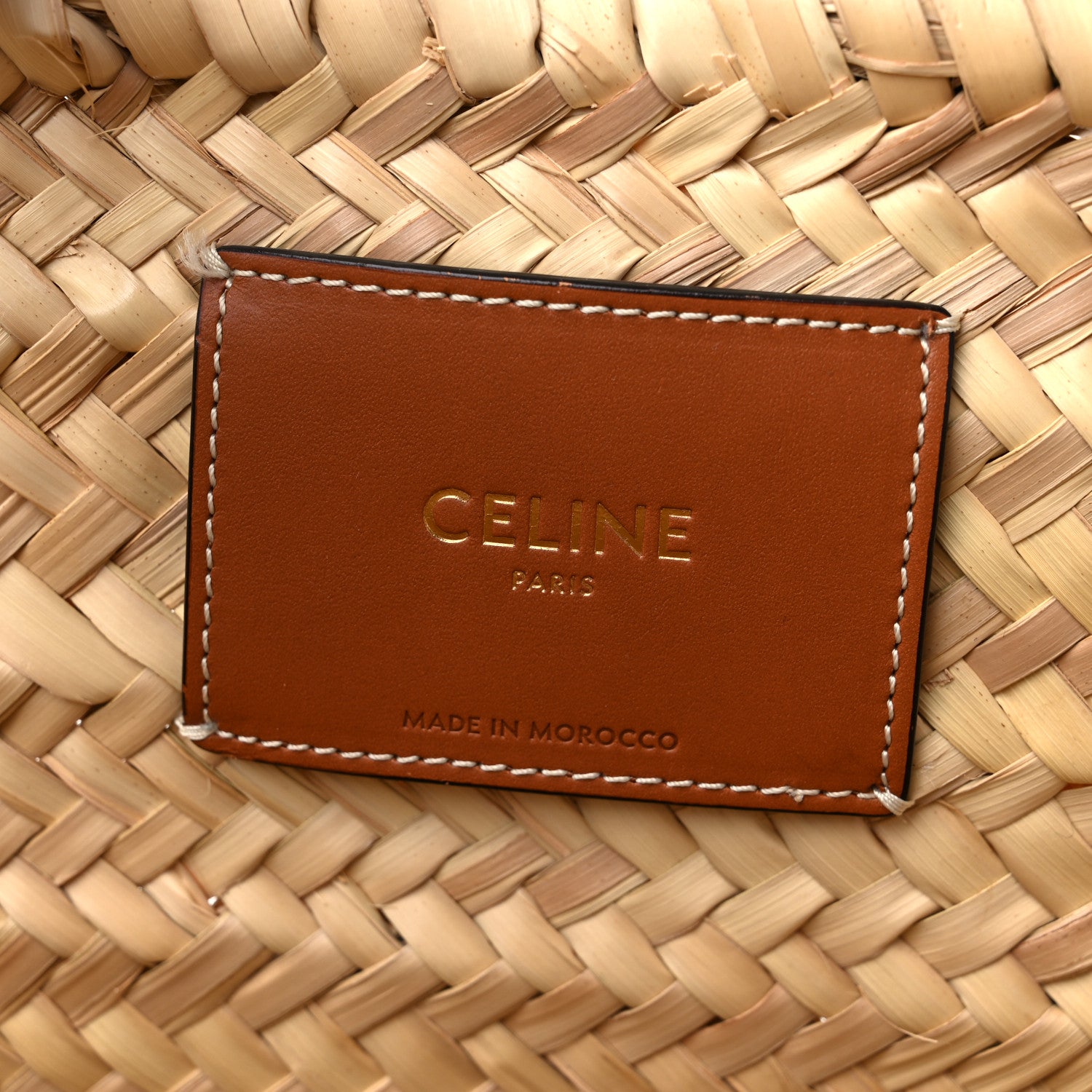 Celine Raffia Calfskin Triomphe Medium Panier Tan 6 of 11