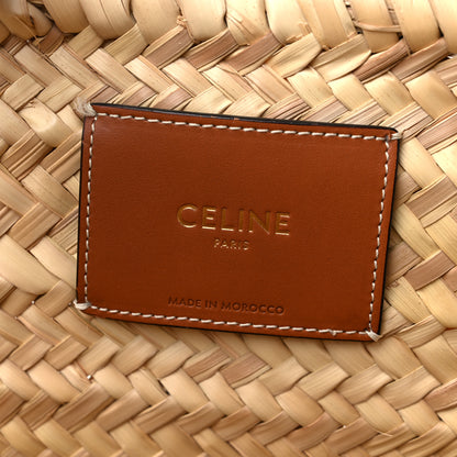 Celine Raffia Calfskin Triomphe Medium Panier Tan 6 of 11