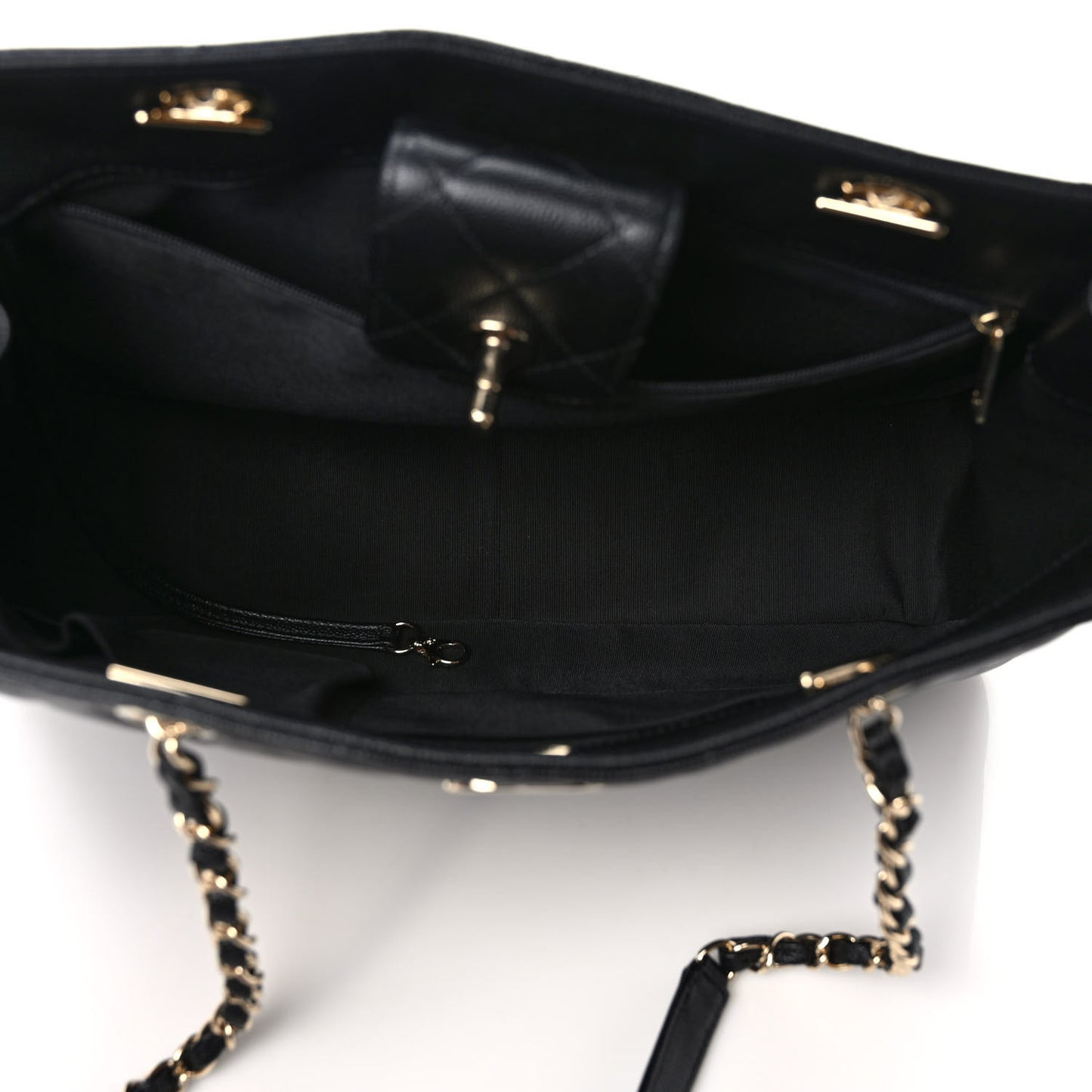 Caviar Quilted Large Shopping Tote Black