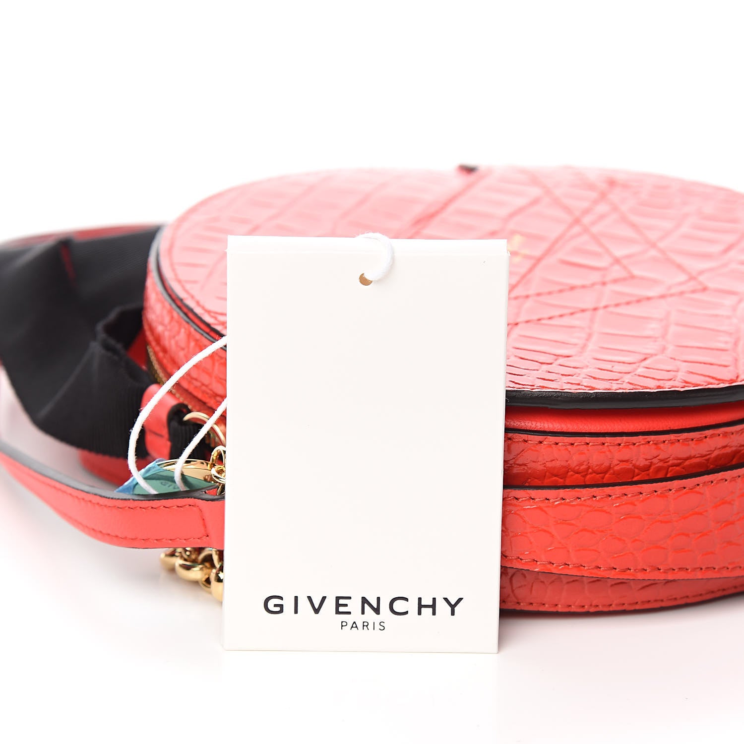 Givenchy Calfskin Crocodile Embossed Eden Round Red 9 of 12