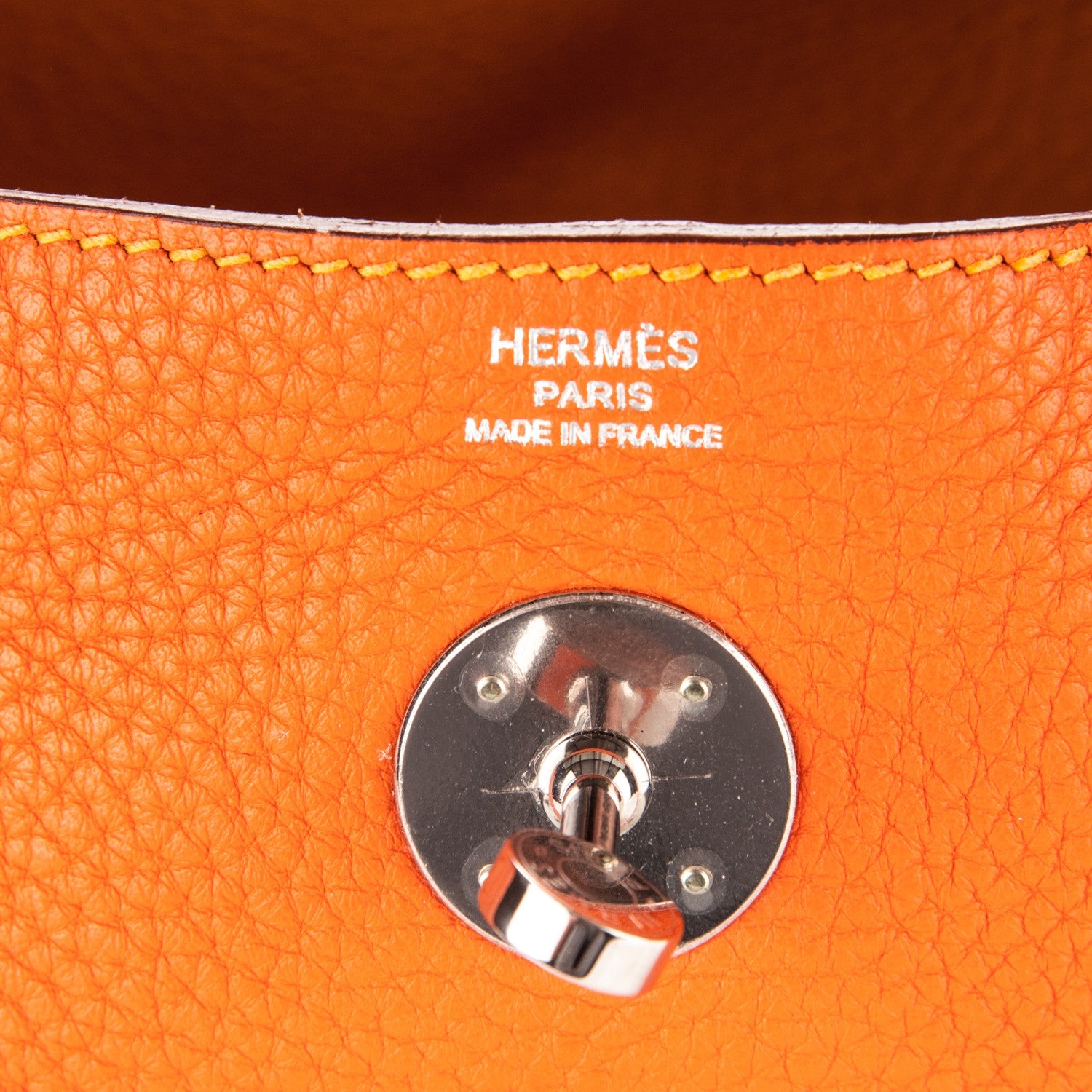 Hermes Taurillon Clemence Bi-Color Lindy 26 Orange Moutarde 6 of 7