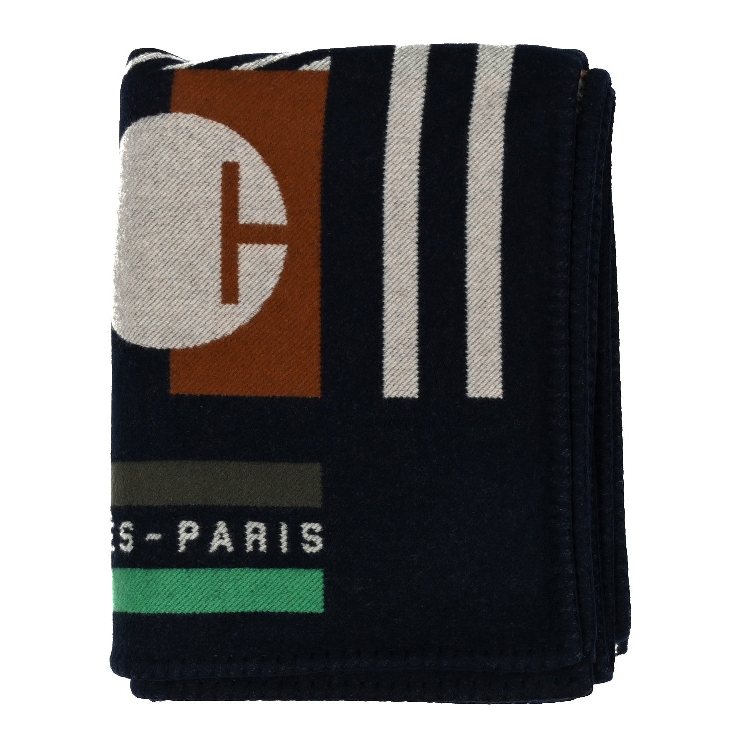 Hermes Wool Cashmere Avalon Enigmatic Blanket Navy 1 of 5