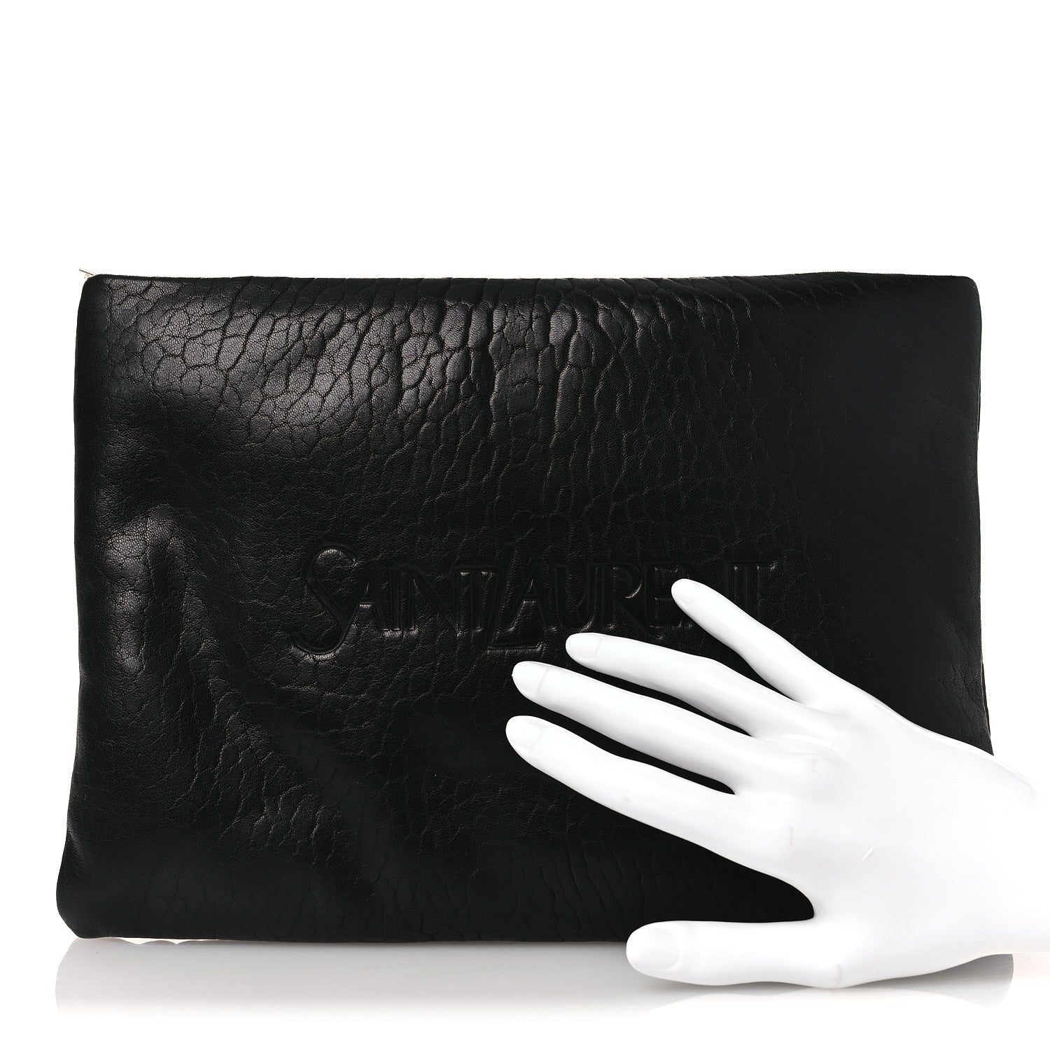 Saint Laurent Calfskin Large Puffy Pouch Black 2 of 11