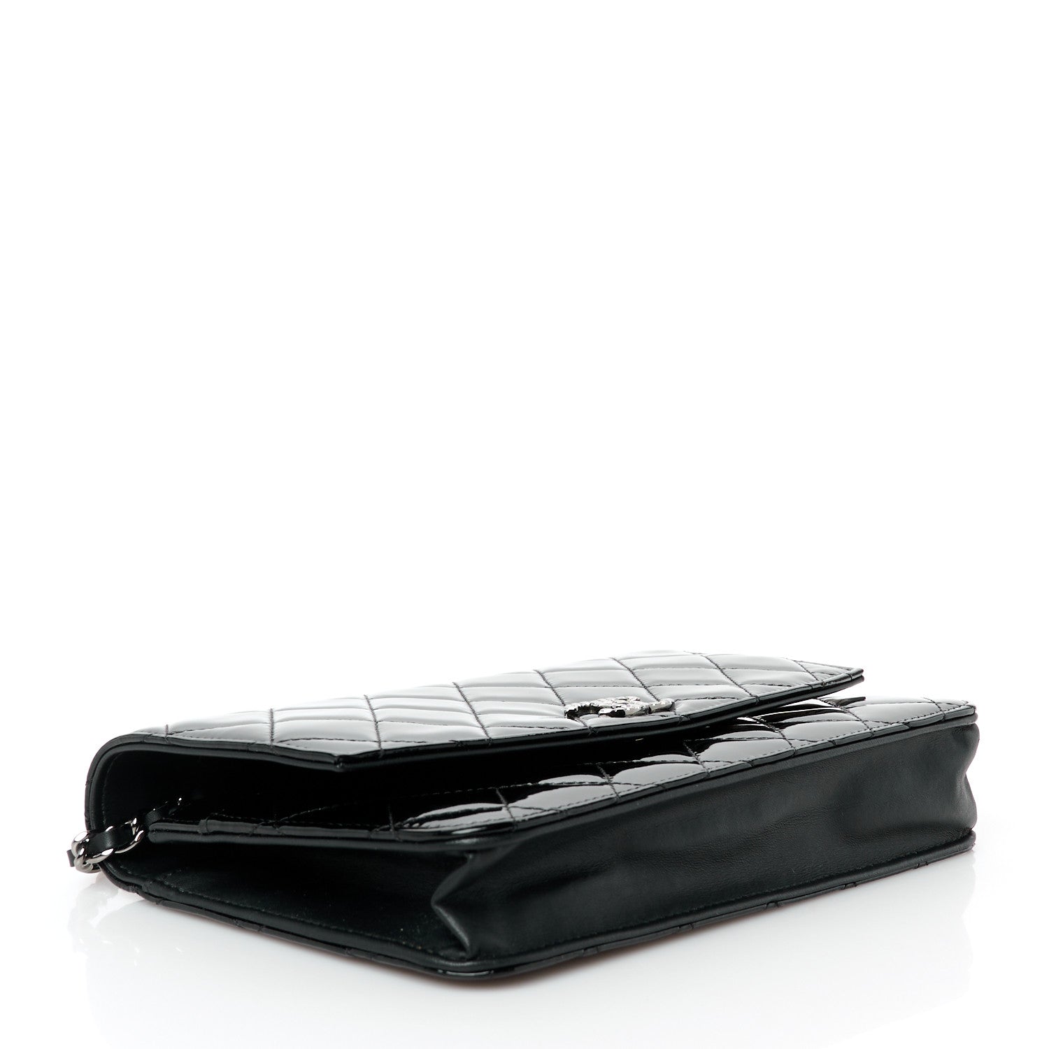 Chanel Patent Quilted Brilliant Wallet On Chain WOC Black 4 of 12