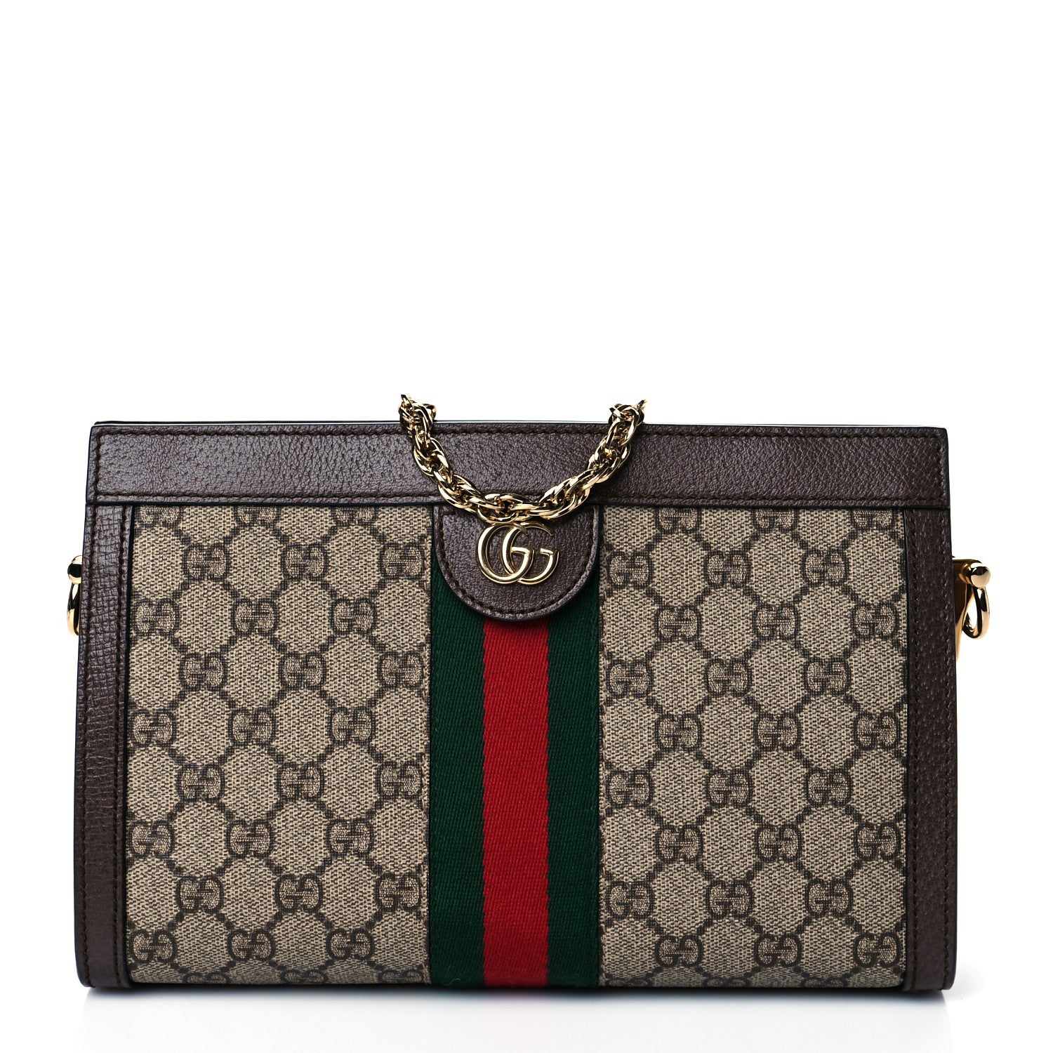 Gucci GG Supreme Monogram Web Small Ophidia Chain Shoulder Bag Brown 1 of 10