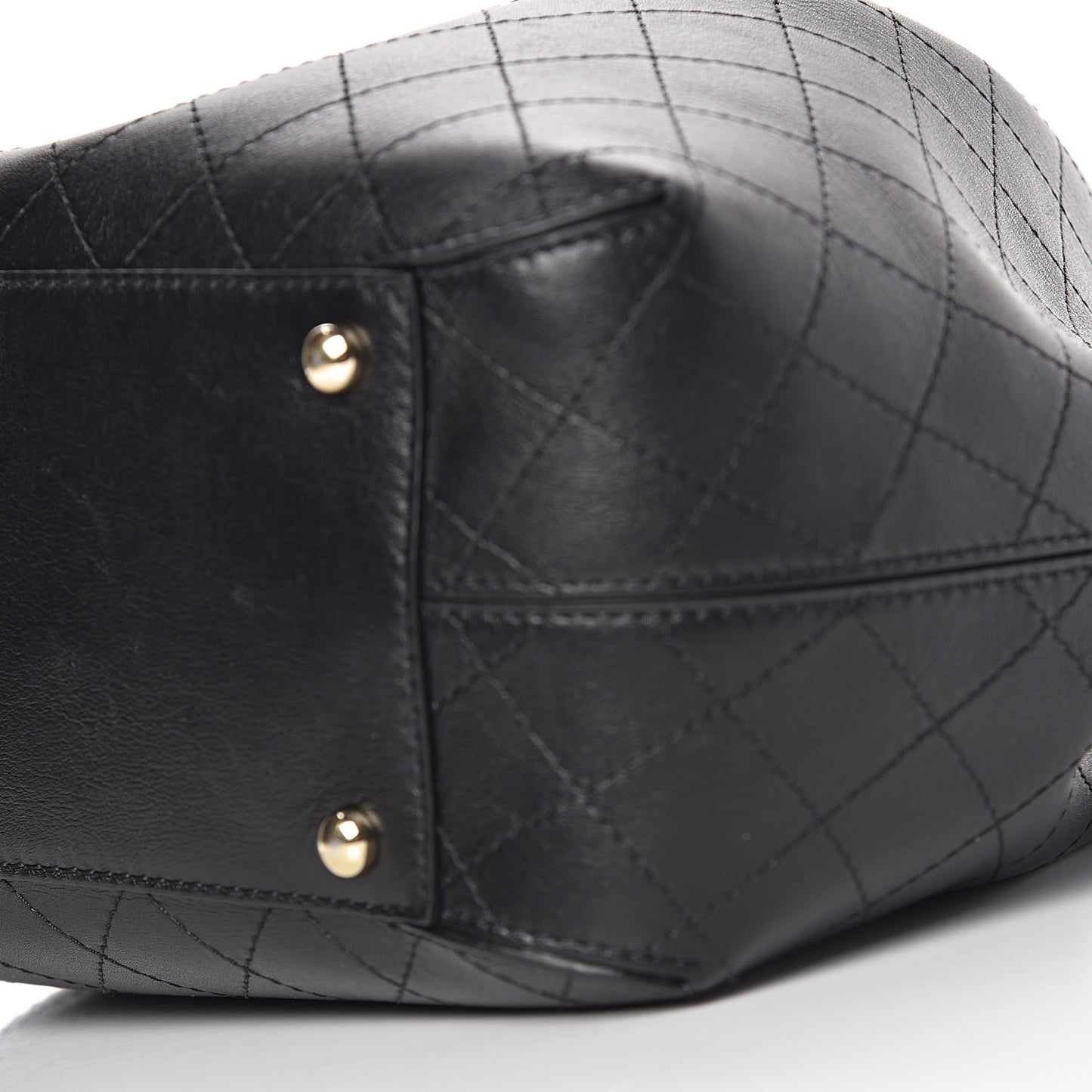 Calfskin Stitched Drawstring Bag Black