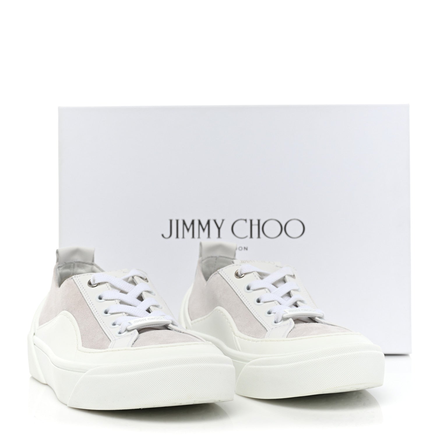 Jimmy Choo Suede Calfskin VBC Lace Up Sneakers 37 White Natural 10 of 10