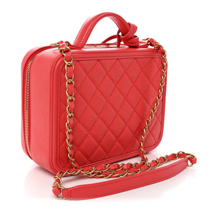 Chanel Caviar Quilted Medium CC Filigree Vanity Case Red 3 of 10
