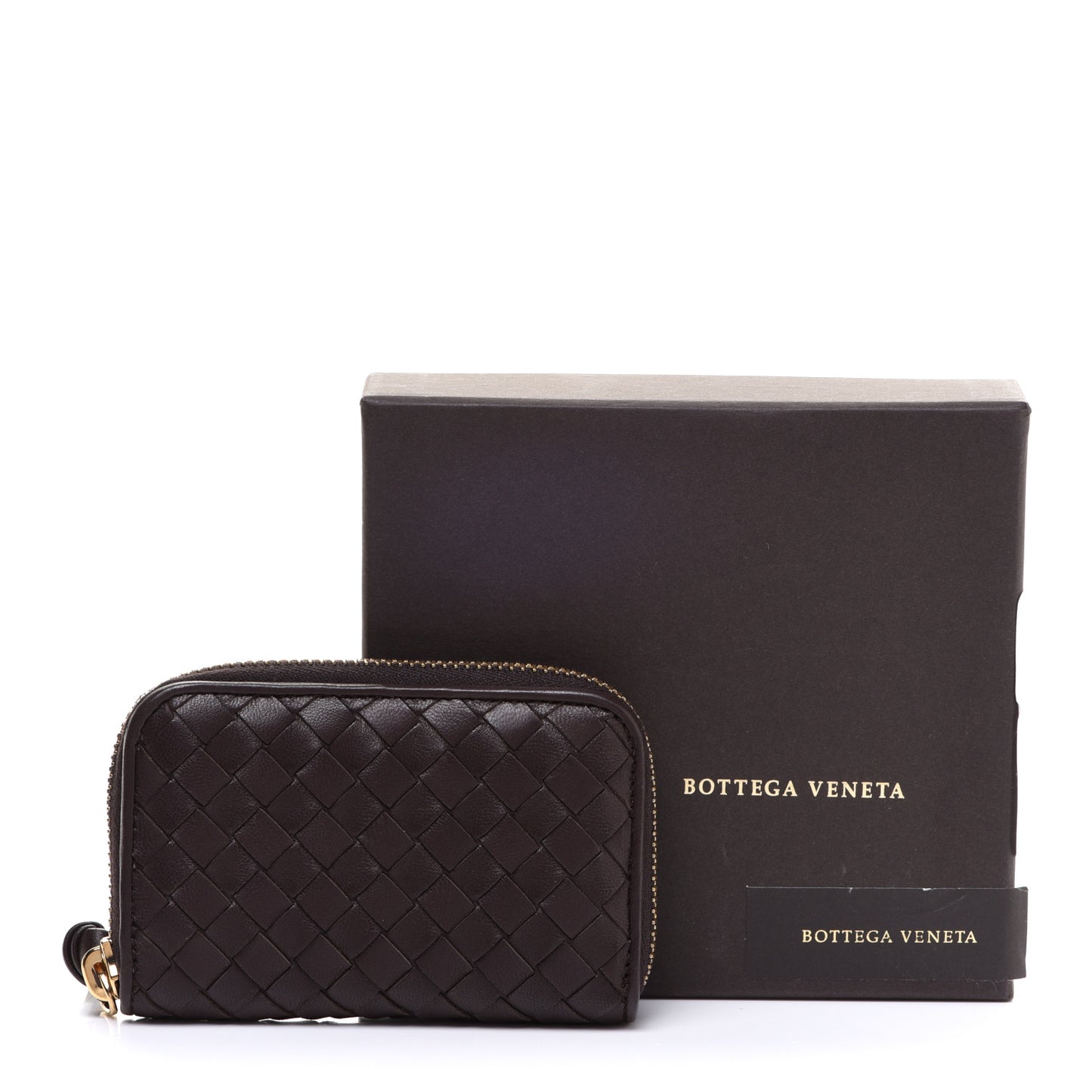 Nappa Intrecciato Zip Around Coin Purse Ebano