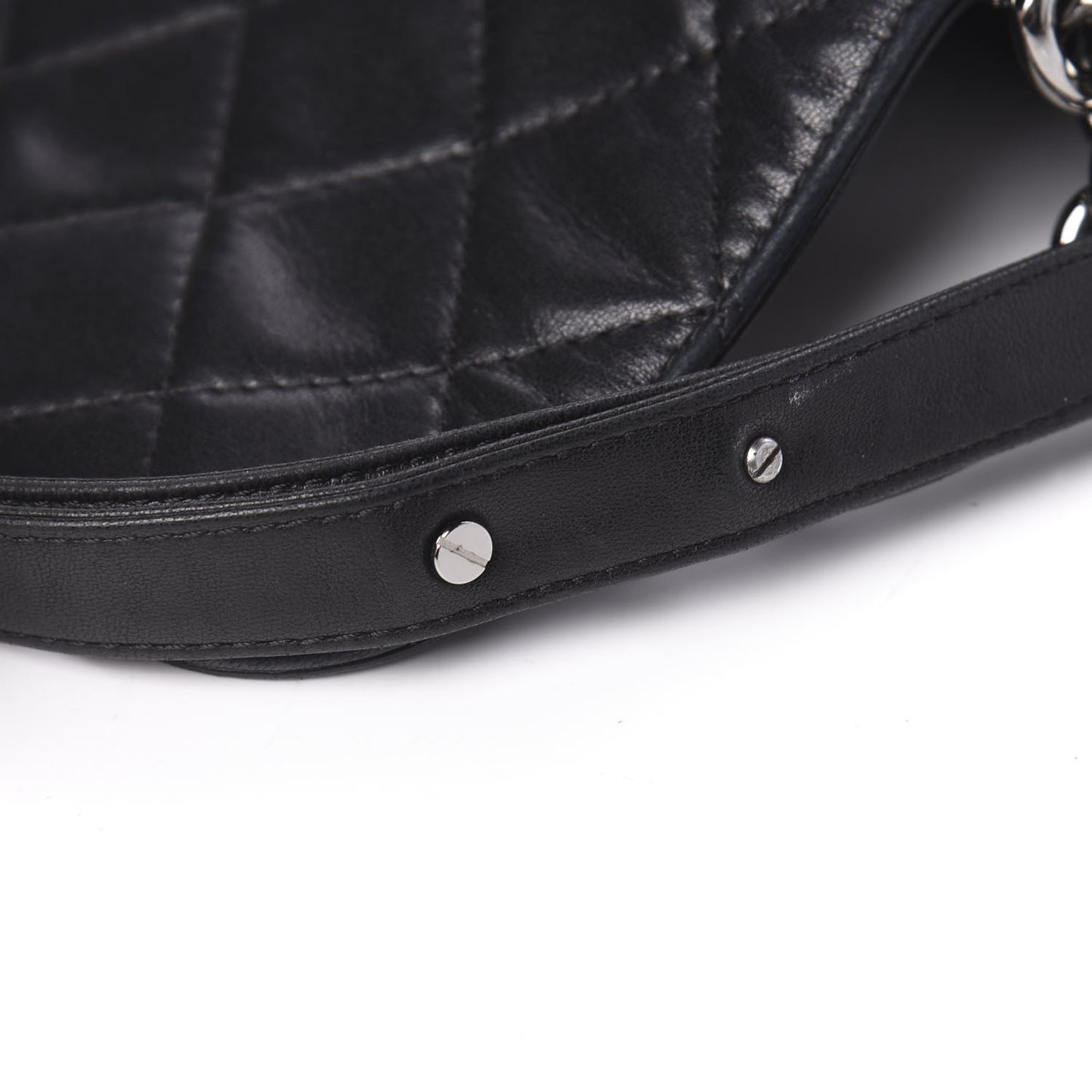 Lambskin Quilted Soft Boy Flap Black