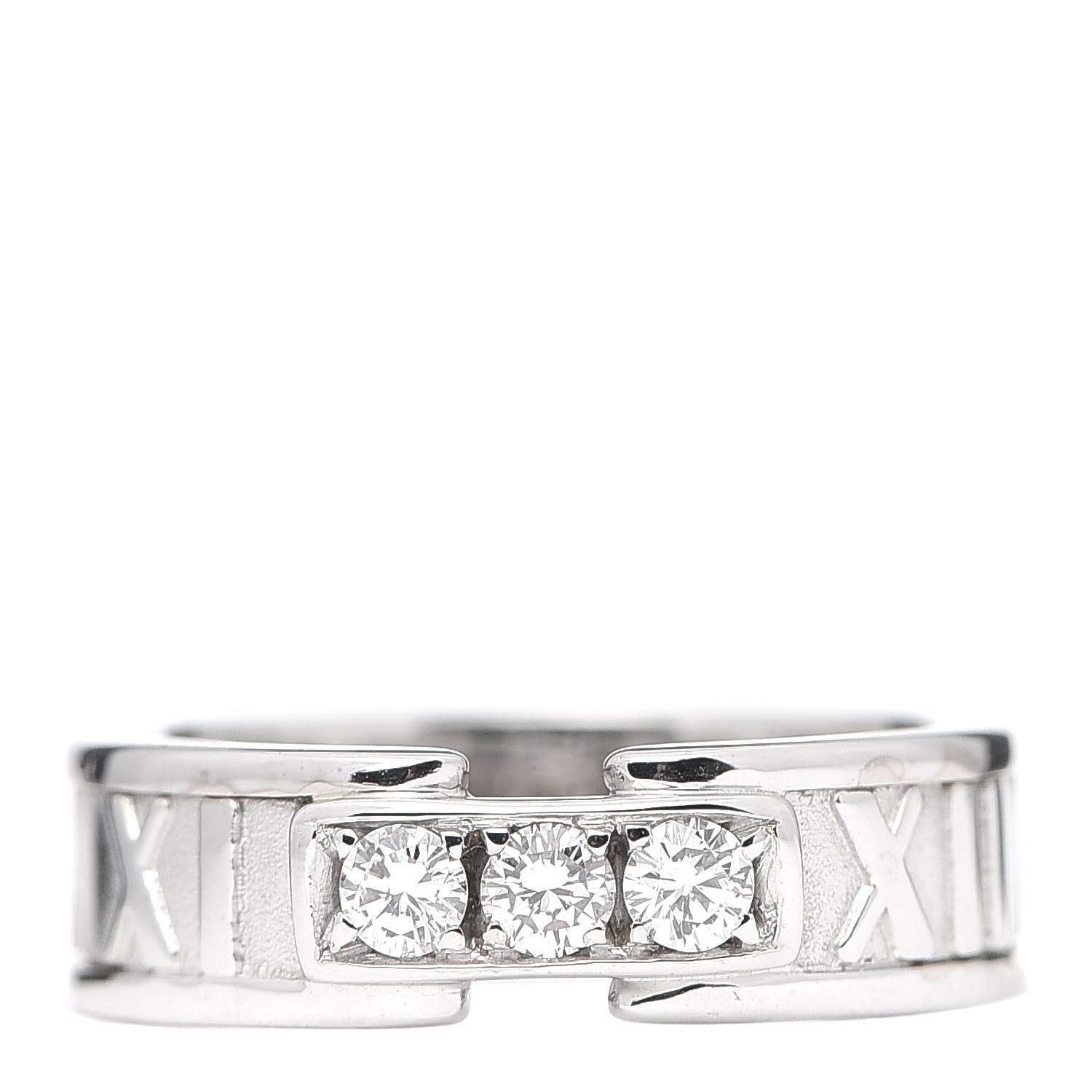 Tiffany 18K White Gold Diamond Atlas Ring 47 4 1 of 7