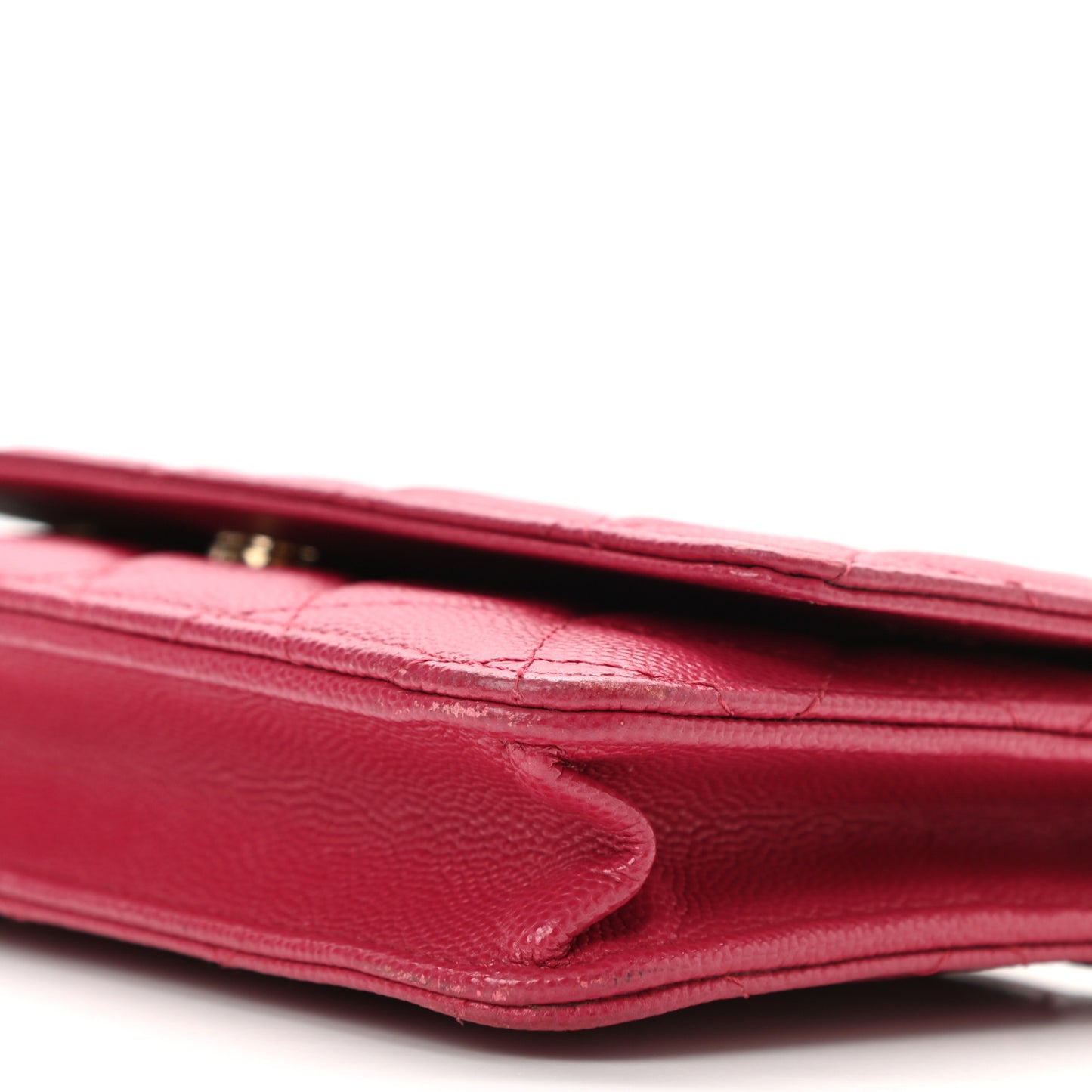Caviar Quilted Wallet On Chain WOC Dark Pink