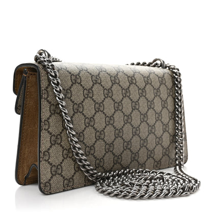 Gucci GG Supreme Monogram Suede Crystal Small Dionysus Shoulder Bag Beige Ebony Taupe 3 of 11