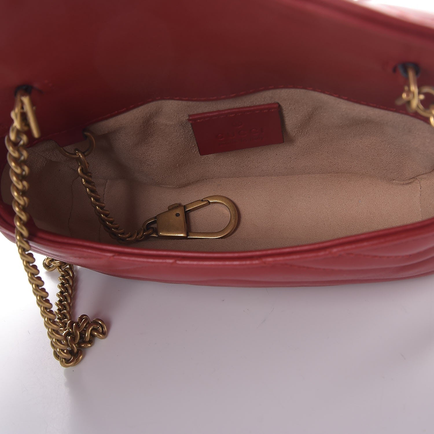 Gucci Calfskin Matelasse Super Mini GG Marmont Shoulder Bag Hibiscus Red 5 of 8