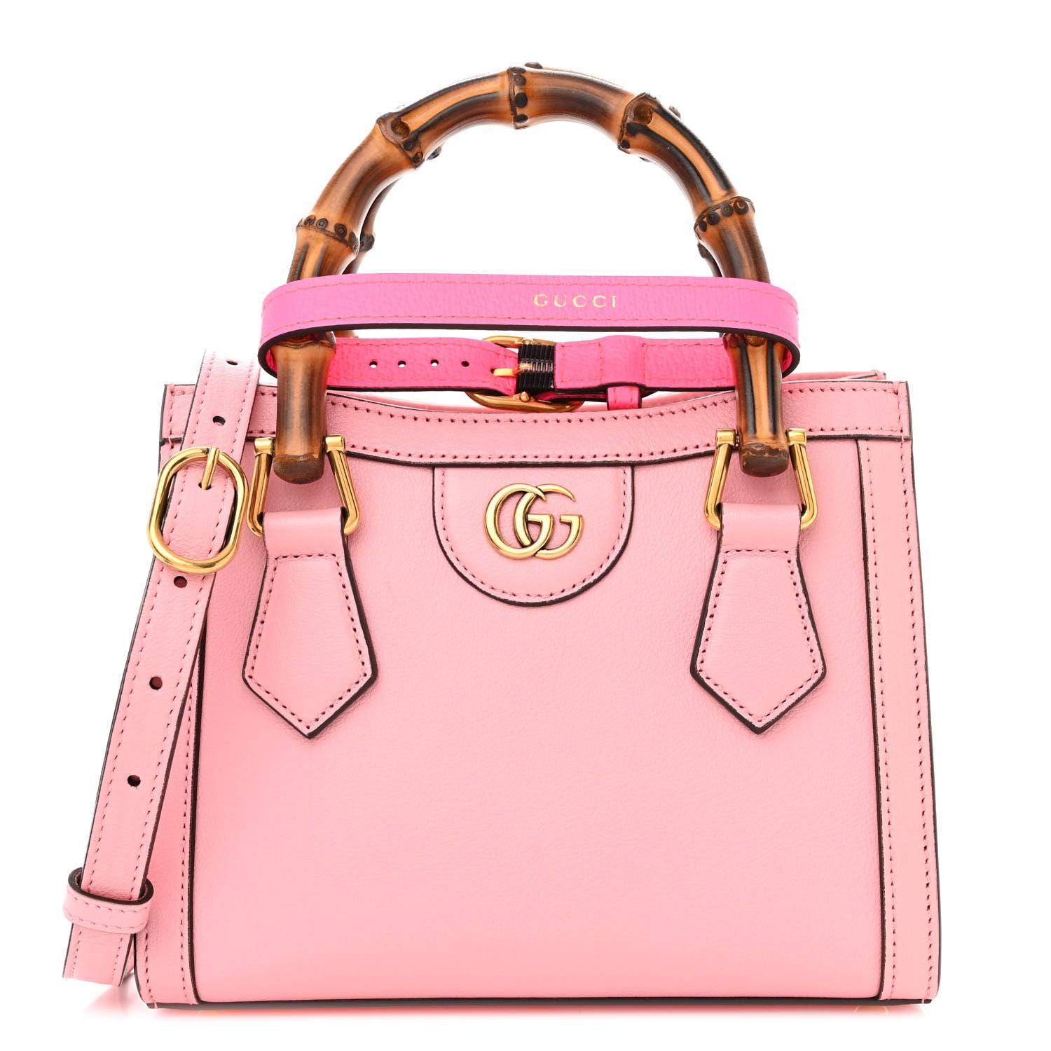 Gucci Wonka Grain Calfskin Mini Diana Tote Bag Wild Rose Fuxia Fluo 1 of 10