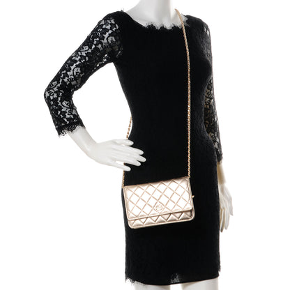 Chanel Lambskin Wallet On Chain WOC Metallic Gold 2 of 8