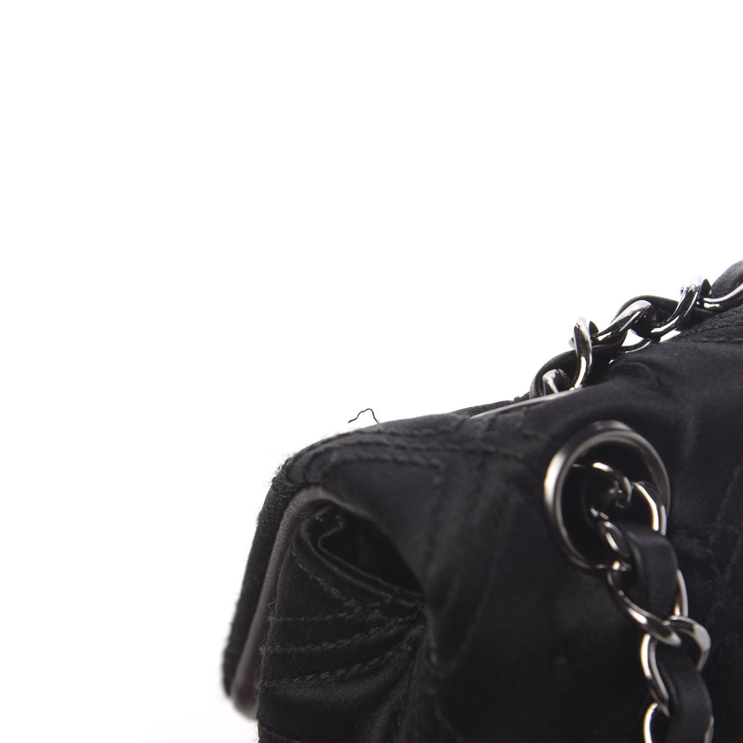 Satin Embroidered Medium Camellia Flap Black