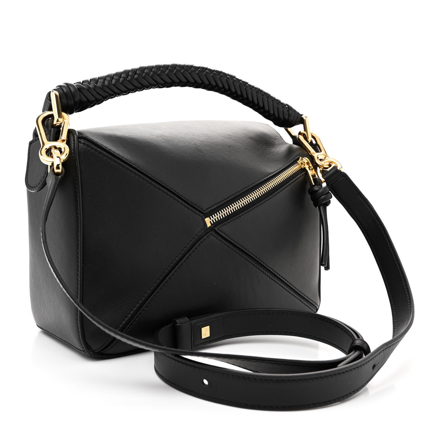 Loewe Calfskin Small Woven Puzzle Bag Black 1525153 – FASHIONPHILE