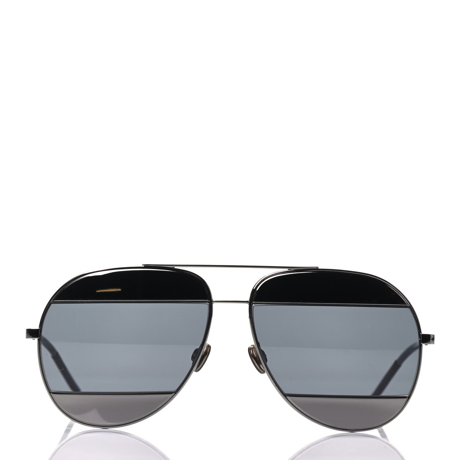 Christian Dior Metal Split 1 Aviator Sunglasses Silver Blue 2 of 7