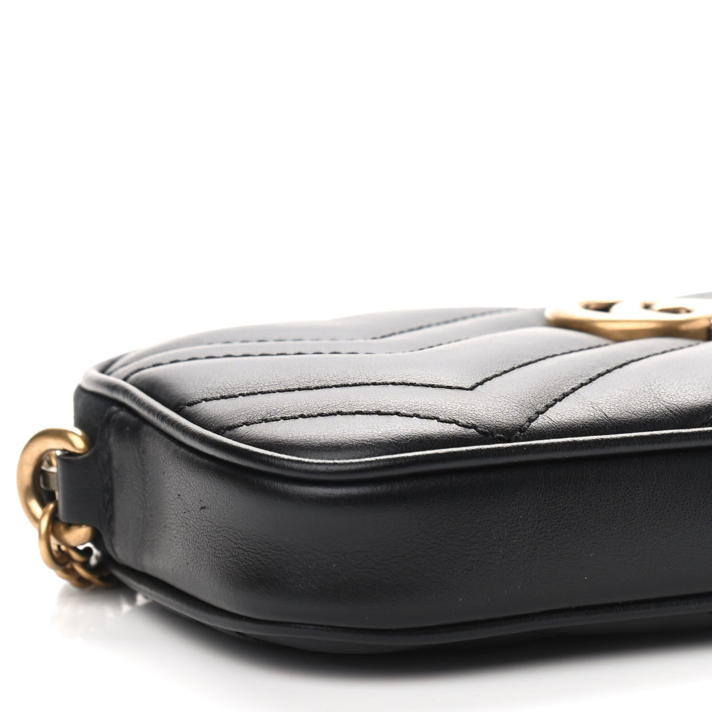 Calfskin Matelasse Mini GG Marmont Chain Crossbody Bag Black