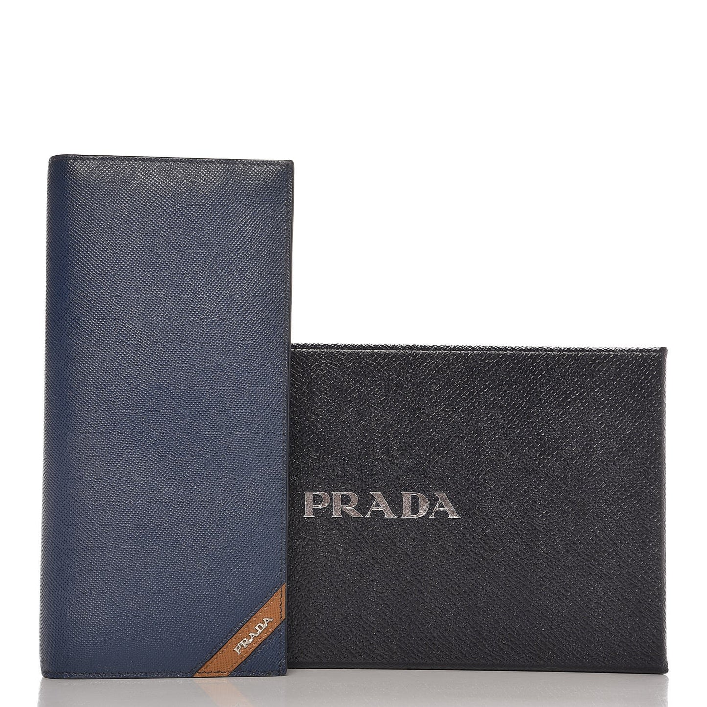 Saffiano Long Wallet Bluette Caramel
