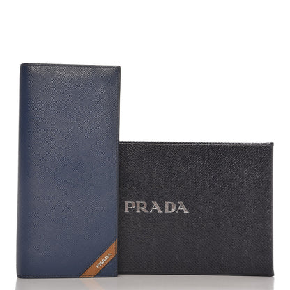 Prada Saffiano Long Wallet Bluette Caramel 9 of 9