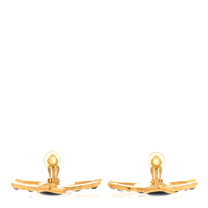 Chanel Resin Along The Nile CC Clip On Earrings Gold Black 3 of 4
