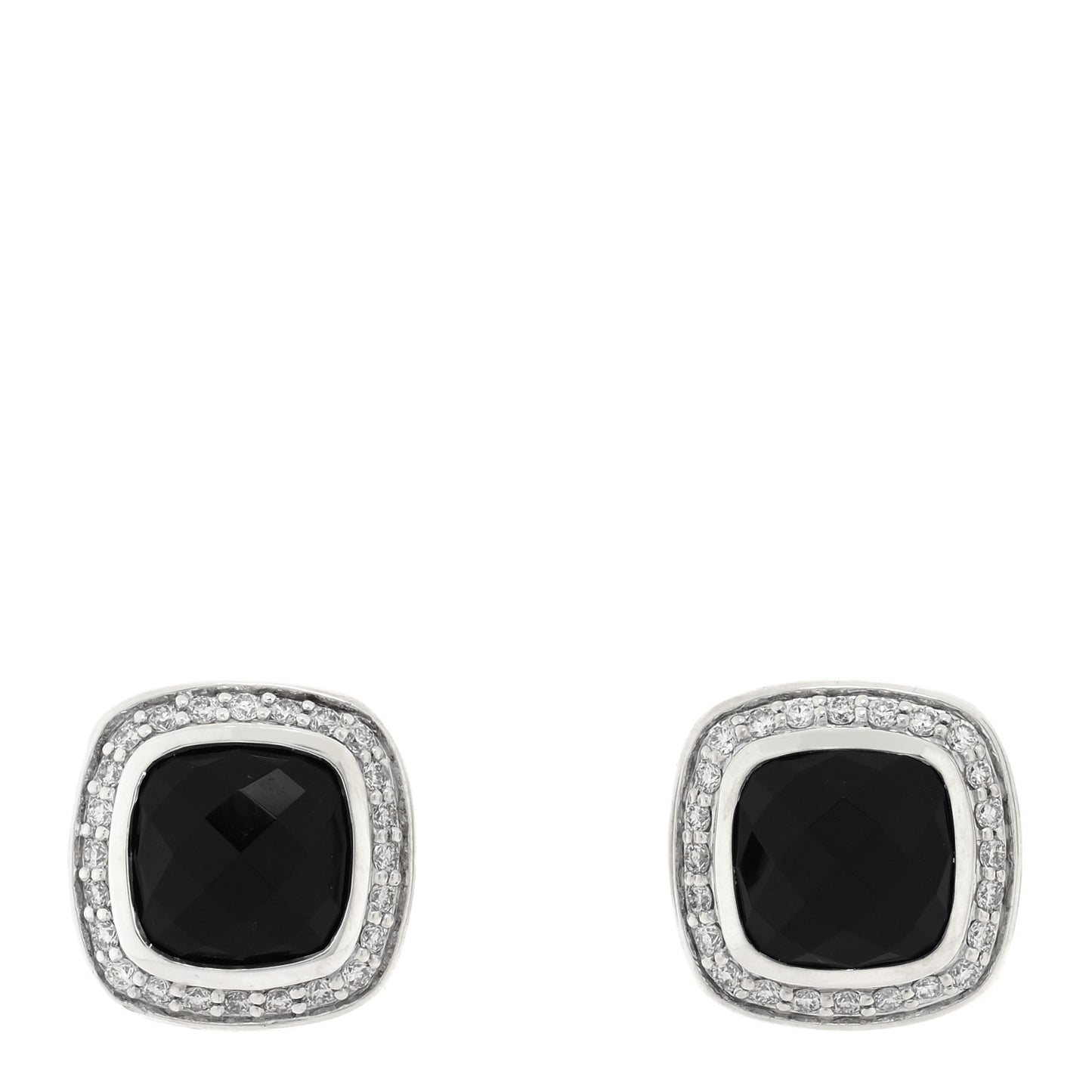Sterling Silver Pave Diamond Black Onyx 7mm Petite Albion Earrings